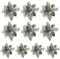 LEMCC 10PCS Artificial Poinsettia Christmas Flowers Decorations with Clips Silver Poinsettia Flowers Glitter Christmas Tree Ornaments for Xmas Wedding Party Wreath DIY