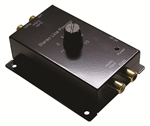 MULTICOMP PRO Stereo Line Level Amplifier; 2 Channels; 0-15dB Gain; 20Hz-20kHz Frequency Response; RCA Inputs/Outputs; 12V DC Power (Adapter Included); 4.29 x 2.87 x 1.69 Size; 50-14820 Part Number
