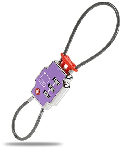 Lewis N Clark TSA80PUR Triple Security Lock, Purple, 1 Pack, 3X Security Lock TSA Luggage Locks for Suitcases, Carry On, Laptop Bag, Set Combo to Create Padlock