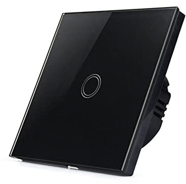 Glas Touch Lichtschalter Ausschalter Schalter mit LED Anzeige Schwarz 230V