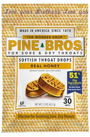 Pine Bros. Elásticos suaves contra el dolor de garganta, 30 piezas (miel)