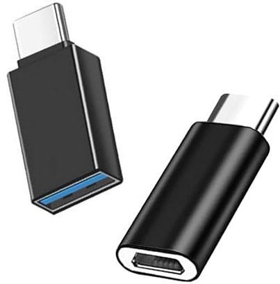 iJiZuo Micro USB to USB-C Adapter + USB C to USB 3.0 Adapter (2 Pack), Type C Thunderbolt 4 OTG Converter for MacBook Pro Air, Mac Book, Galaxy S10 + / S9, S20 Note 20, Huawei (Black)