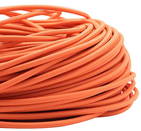 Cable de 5 metros, 0,75 mm², vintage, trenzado antiguo, tela trenzada, cable de iluminación, cable de seda, flexible, 300,00 V (naranja)