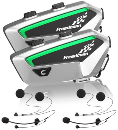 FreedConn FX Motorrad Intercom Bluetooth Headsets,für bis zu 10 Motorräder mit Reichweite von 1500m, DSP und CVC Geräuschunterdrückung Motorradhelm Kommunikationssystem mit Musikteilen Funktion