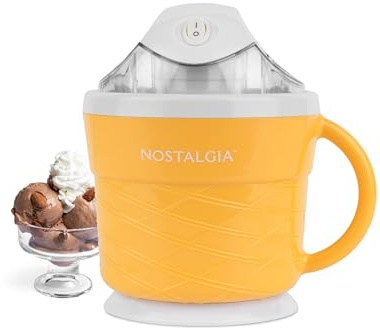 Nostalgia Electric Ice Cream Maker - Old Fashioned Soft Serve Ice Cream Machine Makes Frozen Yogurt or Gelato in Minutes - Fun Kitchen Appliance - Modern Style - Tan - 1.5 Quart
