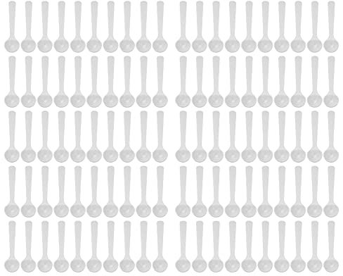 Messlöffel - 100 Stück 2ml/1g Messlöffel Set aus Kunststoff, Schaufel mit Langem Griff, Kleine Esslöffel, Bruchsicher, BPA-frei