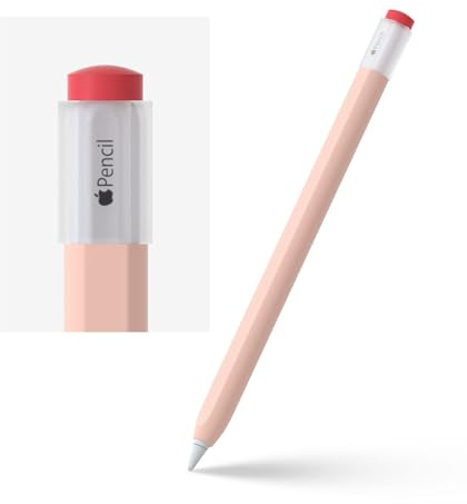 ELETIUO Silikon-Schutzhülle für Apple Pencil 2. Generation, Schutzhülle mit Kappe, Zubehör, kompatibel mit iPad Pro 11 12,9 Zoll, Rosa