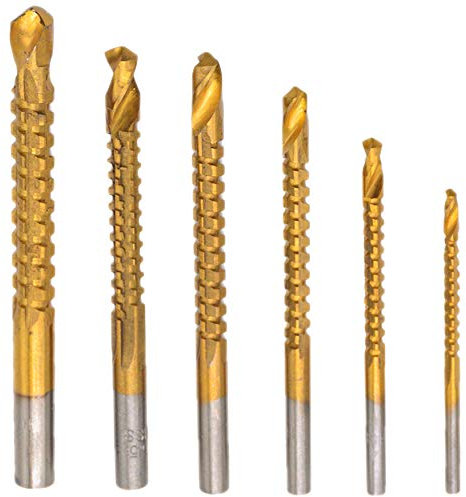 KEWAYO 6 pcs 3-8mm Titanium Coated HSS Twist Drill Bits Set