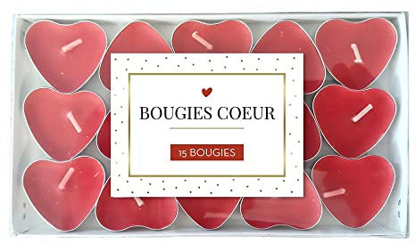 Bougies Chauffe plats en forme de Cœur lot de 15