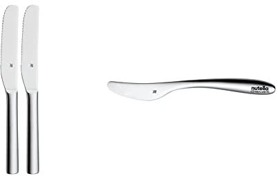 WMF Nuova Brunchmesser Set 2-tlg, Frühstücksmesser 19,5 cm & Bistro Nutellastreicher 22 cm, Nutellamesser, Cromargan Edelstahl poliert, Nutella Geschenk, spülmaschinengeeignet