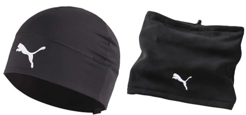 PUMA Kinder teamLIGA Beanie Jr Black, OSFA & Unisex Halsvarmer Ii Schal, Schwarz, Einheitsgröße EU