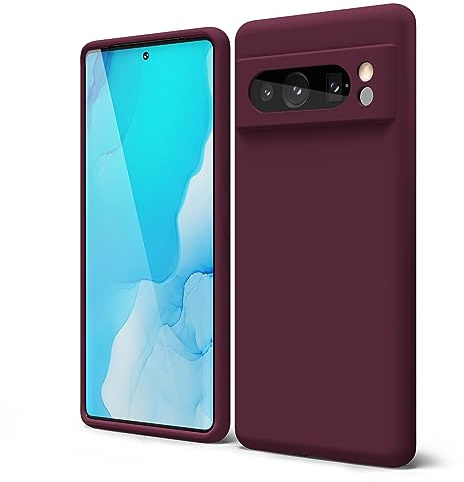 oakxco for Google Pixel 8 Pro Case Liquid Silicone, Soft Rubber Gel Elegant Thin Slim TPU Matte Smooth Case with Camera Lens Cover for Women Girl Cute, Burgundy Plum Wine