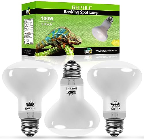 LUCKY HERP Reptile Heat Lamp 3 Pack 100W, UVA Heat Lamp Bulb for Reptile, Tortoise Basking Spot Light Bulb for Vivarium, Lizard, Bearded Dragon, Gecko, Puppy, Chick