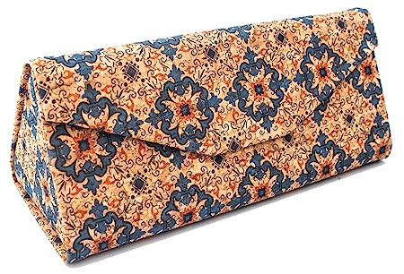 Boshiho Brillenetui aus Naturkork Umweltfreundlich Boho Damen Brillen-Hülle Tragbare Sonnenbrillenetui Faltbar Dreieck Brillenbox für Brillen und Lesebrille
