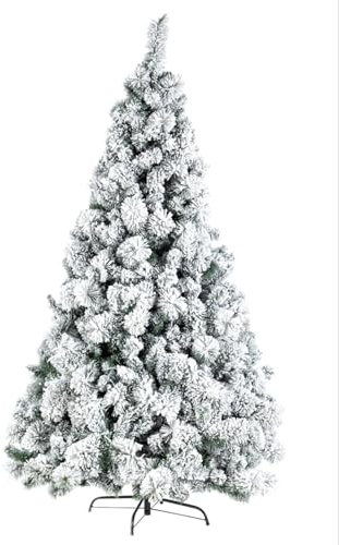 Albero di Natale INNEVATO VERDE FLOCCATO Effetto Neve LAPPONIA Abete artificiale 180 CM PINO 600 punte rami Neve finta MOLTO FOLTO