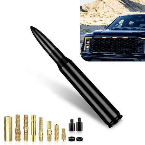 Fluher 1 antenna a proiettile modificata per auto, 13,7 cm, antenna radio con rondella a vite, accessorio di montaggio, antenna esterna di ricambio impermeabile, antiruggine, universale per auto e