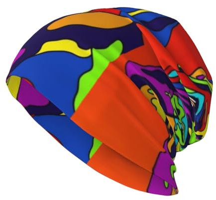 EgoMed Totenkopfmütze, Strickmütze, Sturmhaube aus Polyester, Slouchy Beanie-Mütze, Laufmütze, mehrfarbiger Boxer-Hund