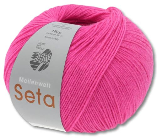 Frida's Wollhaus Lana Grossa 100 g Meilenweit 100 Seta Sockenwolle Merino Seide Garn 31 Farben (37 | Pink)