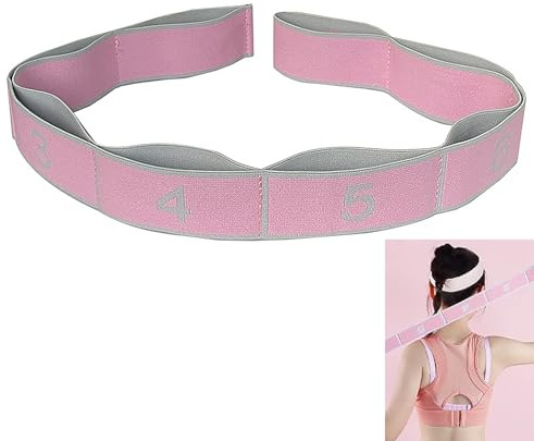 Yoga Gurt Fitnessbänder,Widerstandsbänder mit 8 Ringen Fitnessband Gymnastikband Gummiband Sport Trainingsbänder für Workout, Fitnessstudio, Fitness, Pilates, Yoga-Zubehör (Rosa)
