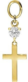 PIERCINGLINE 18 Karat Gold (750 er) Anhänger für Clicker Bauchnabelpiercing Creolen KREUZ + KRISTALL Piercing Gelbgold
