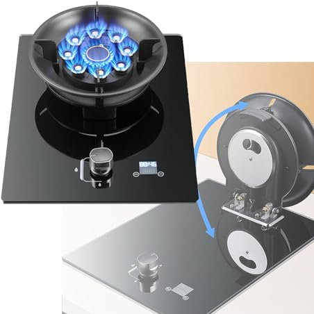 Fornello A Gas Da 33 Cm, Timer 5,2 KW, Bruciatore Wok Con Anello Di Fuoco A 9 Cavità, Piano Di Lavoro In Vetro Temperato Nero For Cucinare, Con Protezione Antincendio, Adatto For Cucine Domestiche ( S