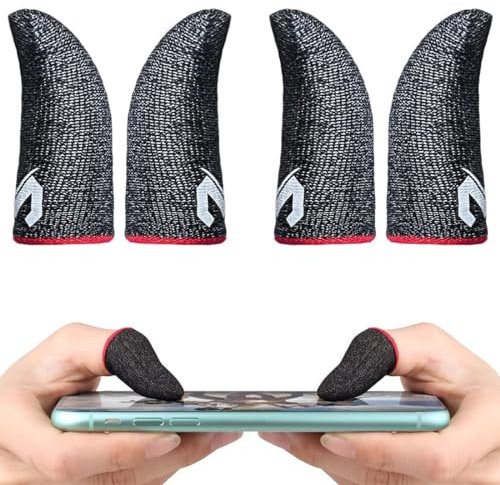 4 Pcs Dedales para Jugar al Movil Transpirable Gaming Disparos sensibles al Sudor para Cuchillos para Android y iOS, PUBG Mobile Game Finger Sleeve, Anti-Sudor Pantalla táctil de Dedo Manga