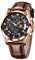 OLEVS Braun Herrenuhr Analog Kleid Modern Lederarmband Herren Armbanduhr Chronograph Leuchtende Wasserdicht Uhr Herren mit Datum Groß Schwarz Zifferblatt Männer Uhr Arabische Ziffern Leicht zu Lesen