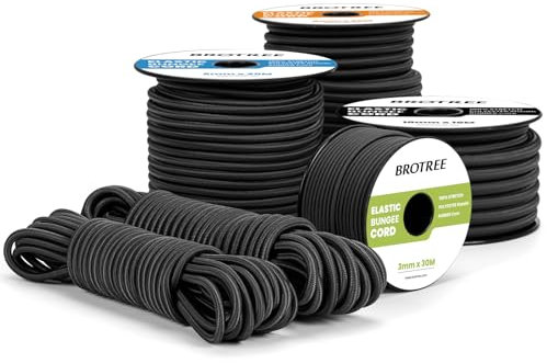 Brotree Gummiseil Expanderseil 5mm x 20m Schwarz - Planenseil Spanngummi Spannseil Wetterfest für Plane, Anhängerplane, Zelte, Camping, Netz