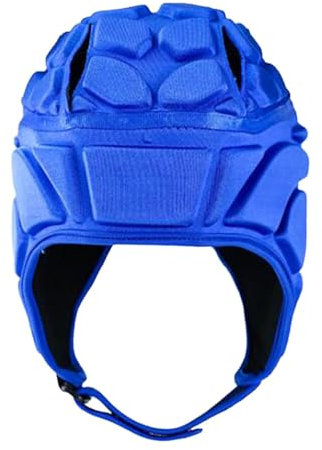 Perfeclan Rugby Helm Kinder, Gepolsterte Kopfbedeckung Rugby Helm Fußball Scrum Cap, Ultraleichter Rugby Kopfschutz Fußball Kopfbedeckung, Blau-55cm
