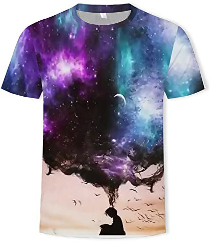 Herrenhemden Unisex 3D-Mode Bedruckte Hemden für Erwachsene Kurzarm-Top-T-Shirts Kurze Herrenhose T-Shirts Für Herren Oversized Tshirt Herren (Sky Blue-6, XXXXL)