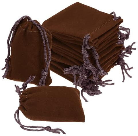 uxcell Samt-Geschenktüten, 10,2 x 12,9 cm, kleine Schmuck-Samt-Kordelzugbeutel, Geschenktüten für Hochzeit, Party, Schmuck, Verpackung, Organisation, Aufbewahrung, Braun, 20 Stück