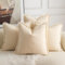 Mandioo 4er Set Neutralen Baumwolle Kissenbezug 50x50cm Herbst Quasten Dekorative Kissenbezüge Boho Sofakissen Dekokissen Kissenhülle für Couch Sofa Schlafzimmer Wohnzimmer Beige