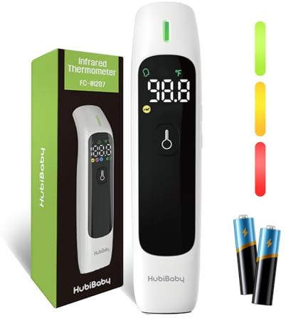 HuBDIC Hubibaby No-Touch Forehead Thermometer, Digital Infrared Thermometer for Adults and Kids, Touchless Baby Thermometer with Age Range Mode, Large LED Display and 35 Memory Function, FC-IR207