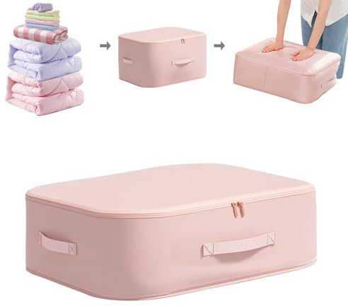 BriLumin Scatole per Vestiti con Cerniera 60L, Conservazione e Organizzazione dei Vestiti, Scatola Portaoggetti con Manico Rinforzato, per Piumini, Cuscini, Vestiti, Biancheria da Letto, Coperta