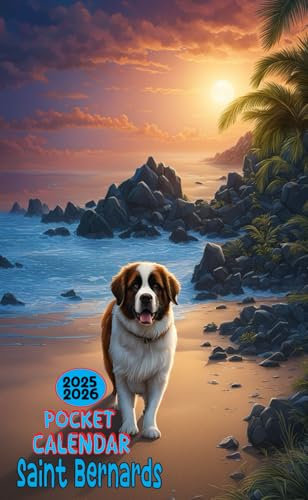 Saint Bernards Pocket Calendar 2025-2026: Small 2-Year Monthly Planner For Purse