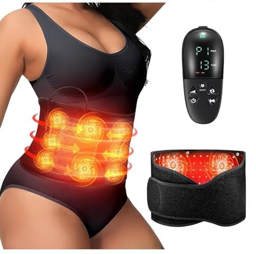 Red Light Therapy Belt with Massage & 660nm 850nm Infrared Light, Heating Pad for Waist, Back, Lumbar, Shoulder, Belly, Leg Pain Relief & Relax, with 5 Level, 7 Timer, 3 Vibration Mode