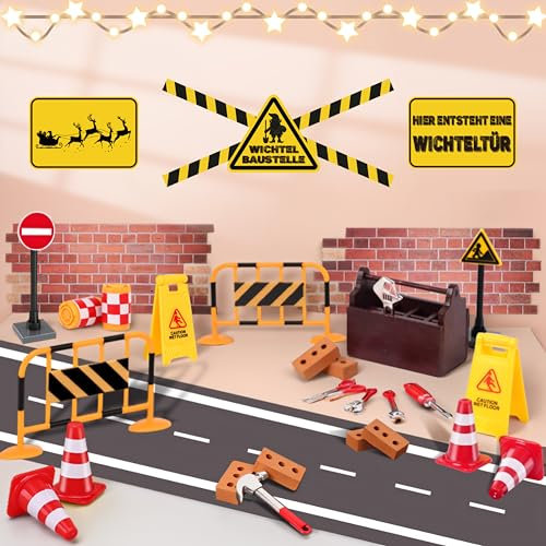 Eyezeeption 29 Pcs Wichtel Zubehör Weihnachten Wichtel Baustelle Weihnachtswichtel Zubehör Wichtel Baustelle Set Einzug Wichteltür Set, Miniatur Wichtel Zubehör Weihnachten Baustelle.
