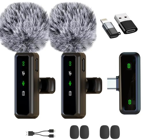 Wireless Lavalier Microphone for iPhone, Android, iPad, Lavalier Microphone for Video Recording -Noise Reduction Lapel Mic for Recording,Clip on Mic Pro for Video Recording,Tiktok,Vlog,Youtube