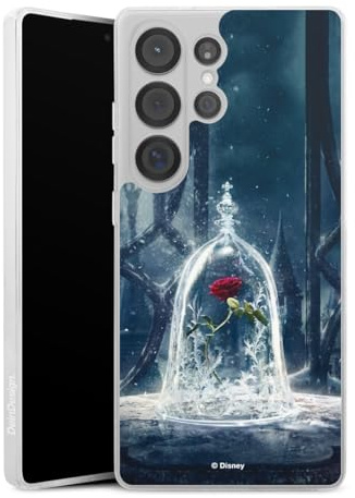 Silikon Hülle kompatibel mit Samsung Galaxy S 25 Ultra Case transparent Handyhülle Die Schöne und das Biest Disney Princess Rose
