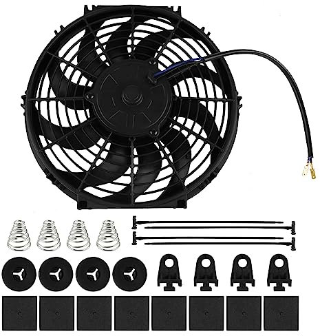 12 inch 12 Universal Slim Fan Push Pull Electric Radiator Cooling 12V Mount Kit, 12V 80W Motor