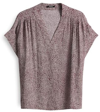 OPUS Damen Kurzarmbluse | Printbluse FILVA MINMAL Loose aus nachhaltiger Viskose Cassis, 34
