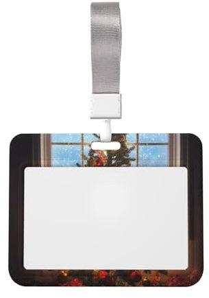 Porte-badge en forme de sapin de Noël avec lanière étanche – Porte-nom vertical transparent – Cordon tour de cou pour le travail, le bureau, les médecins, les infirmières