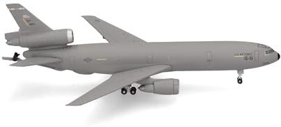 Herpa model aircraft USAF McDonnell Douglas KC-10 Extender - 60th AMW, Travis Air Base (Farewell Edition), 1:500 scale miniature, collector’s item, aircraft model without stand, metal