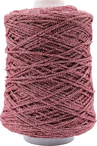 Cordino Thai 500 gr 100% polipropilene borsa uncinetto uncinetto 3,5/4 VARI COLORI lurex glitter (2 ROSA ANTICO)