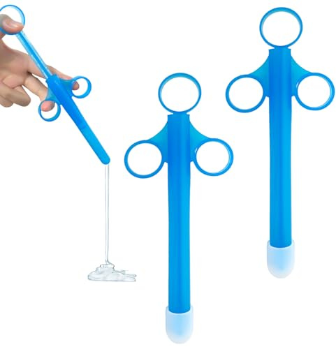 ELNX 2 Stück Gleitmittel-Applikator Spritzen, Wiederverwendbare Spritzen mit glatter, abgerundeter Spitze für Männer, Frauen und Paare (Blau)
