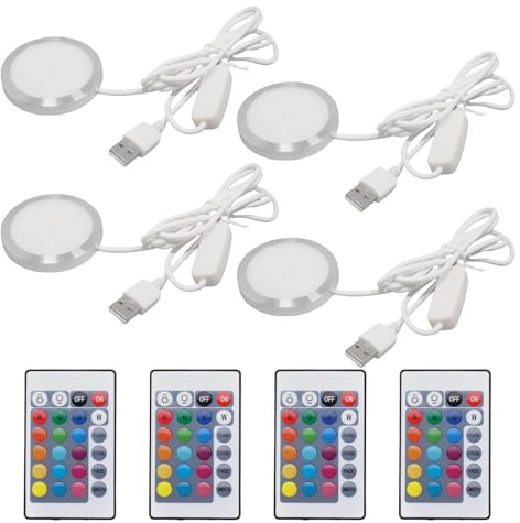 BAIFULAI 4 Stück 3D-Drucker LED-Lampen-Kit, 16 Arten von RGB Lichtern mit 1.5m USB-Netzkabel& Fernbedienung, 5 V, DIY-Hardware-Modell, Nachtlicht Modelle Ersatz für 3D Druck Zubehör