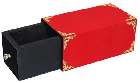 Almencla Zauberkasten Holzkasten Zaubertrick Schubladenbox Magier Requisit mit Überraschendem Erscheinungseffekt Aus Holz für Bühnenauftritte Erwachsene Kinder, Rot, 28 X 15 X 12.5 cm