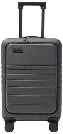 ETERNITIVE E2 Plus Handgepäck Koffer Laptopfach 55x35x23 cm, 38 L, Grau | Hartschalenkoffer aus 100% ABS, Frontzugriff auf Laptop und Tablet, TSA-Zahlenschloss, Doppelrollen 360°, 3,45 kg