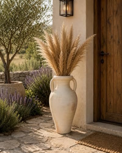 Amphore Terracotta XXL 60 cm Handgefertigt Unikat aus Tunesien – Mediterrane Vase für Garten Terrasse und Wohnraum