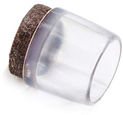 Adsamm® / 16 x Stuhlbeinkappen mit Filz / Transparent / Ø 15 - 16 mm / rund / Filz-Möbelgleiter für runde Sesselfüße sowie runde abgeschrägte Stuhlbeine